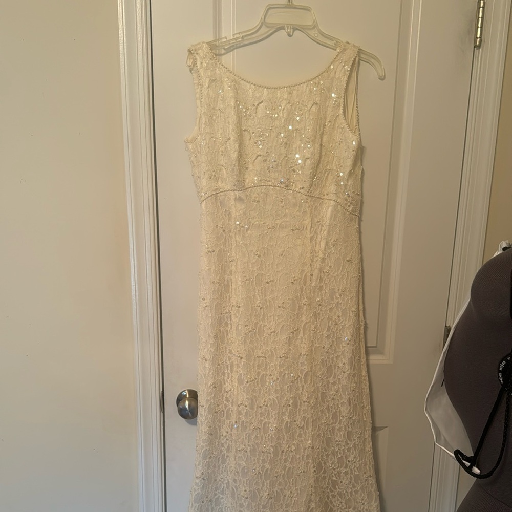 CHRISTIAN MICHELE White Sleeveless Maxi Dress Embellished for Bride